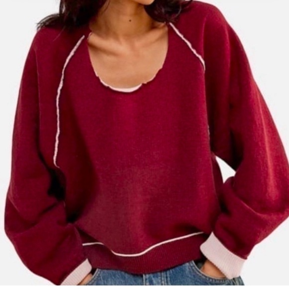 Free People Sweaters - WE THE FREE MIDNIGHT PULLOVER RED NWT Oversized to perfection!